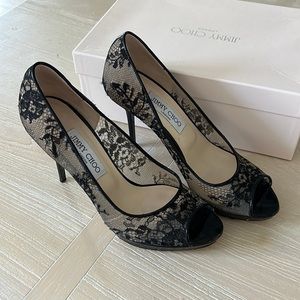 Jimmy Choo Luna Lace Black Heels